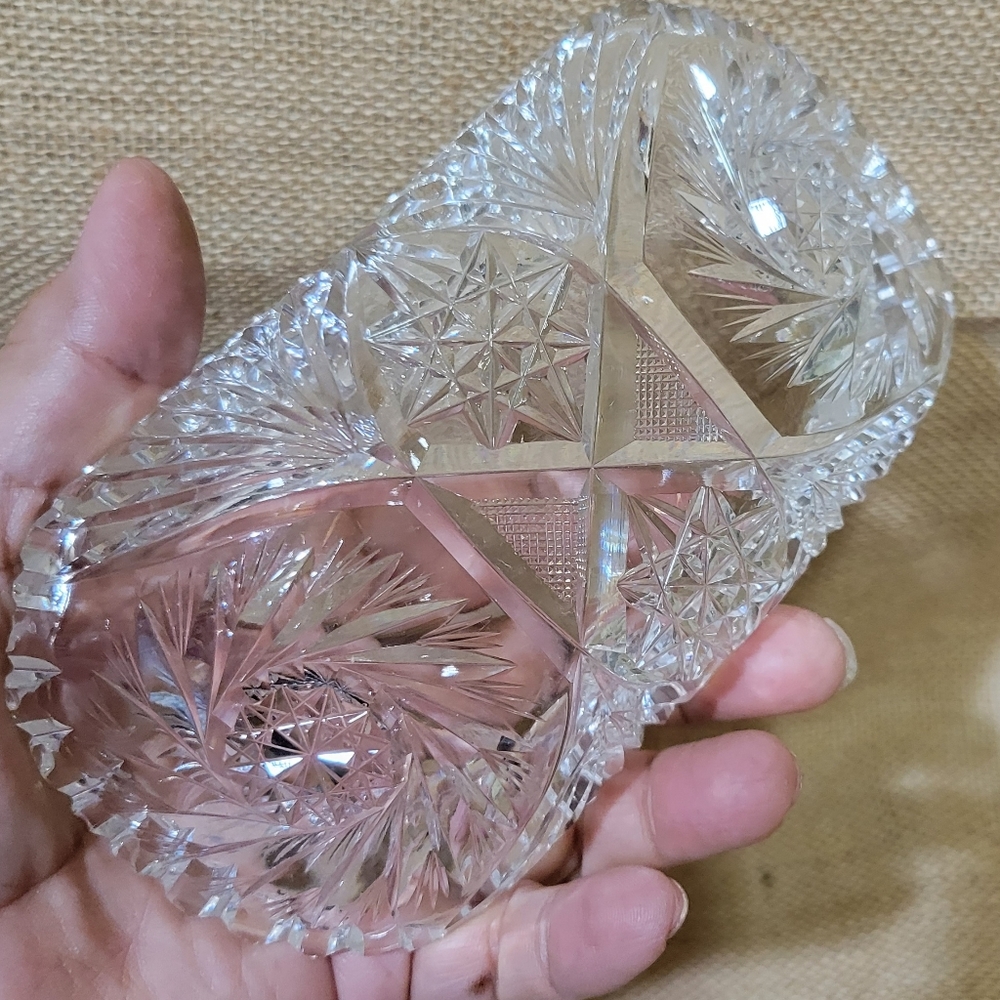 American Brilliant Vintage Cut Glass Relish Dish